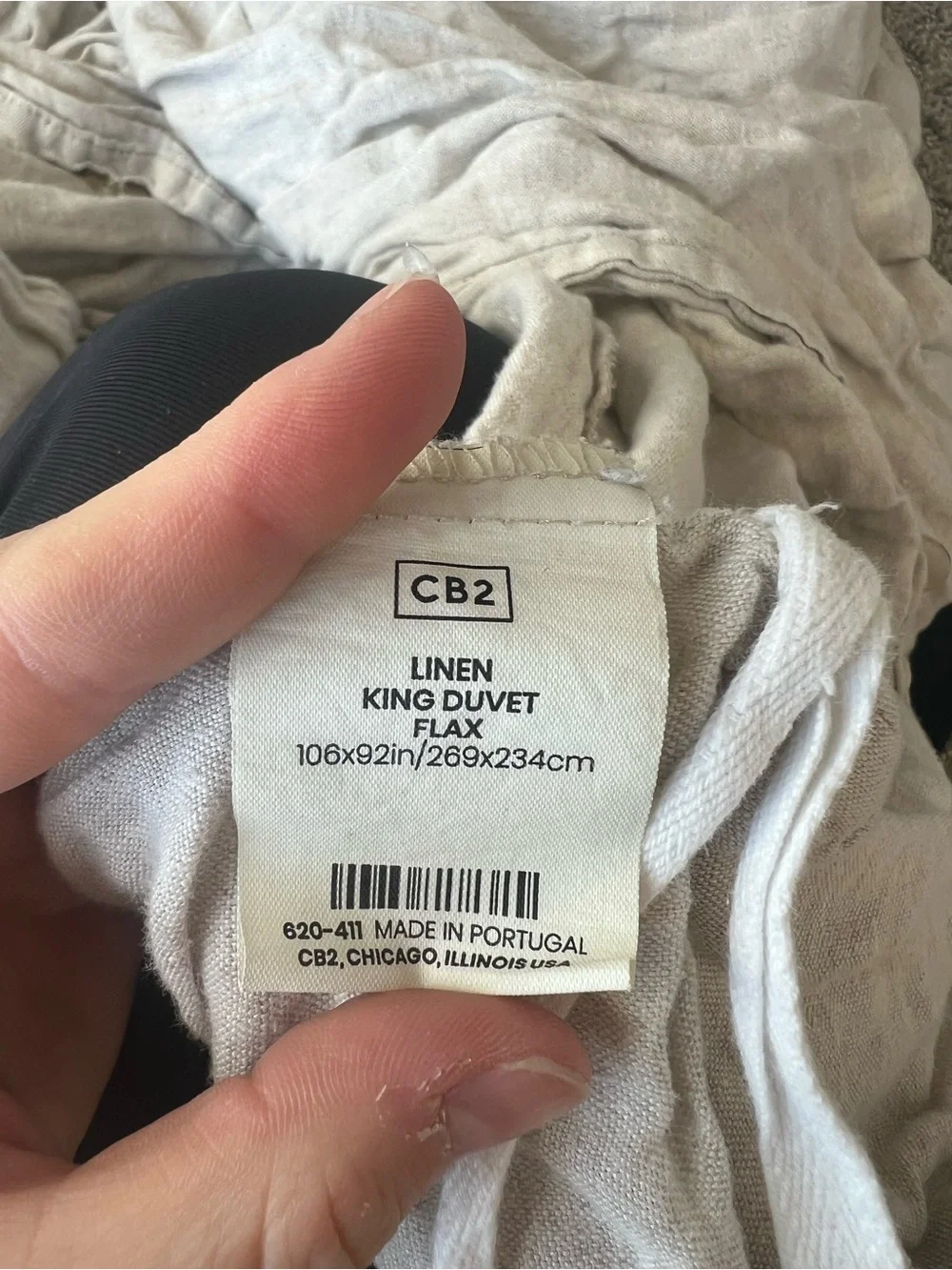 CB2 Linen duvet cover color flax